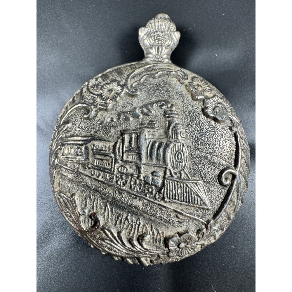 Vintage Nelsonic Train Pocket Watch Silver Tone Quartz Japan Movement